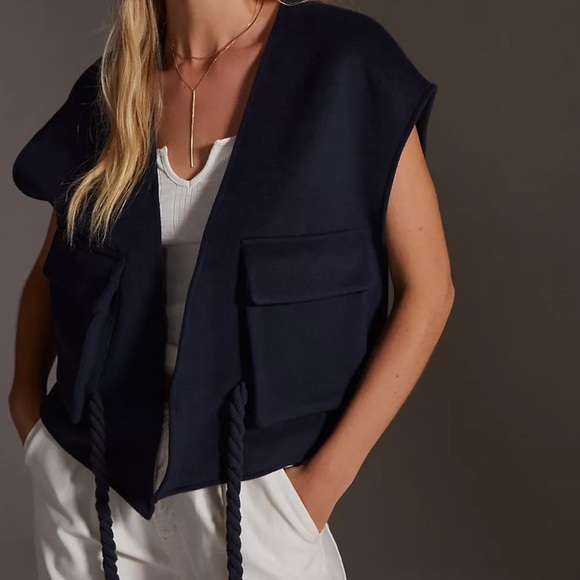 New Anthropologie Cropped Sweater Vest Tan One Size with tags ⭐️⭐️⭐️⭐️ - Picture 15 of 17